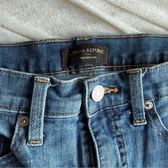 Banana Republic Dark Blue High Rise Slim Straight-Leg Jeans - Picture 2 of 6